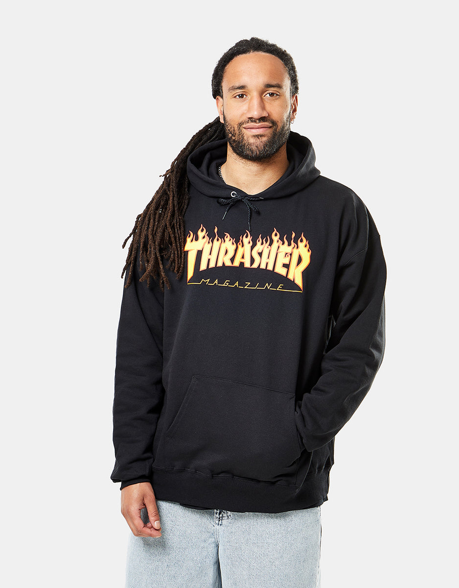 Thrasher Flame Logo Pullover Hoodie - Black – Route One
