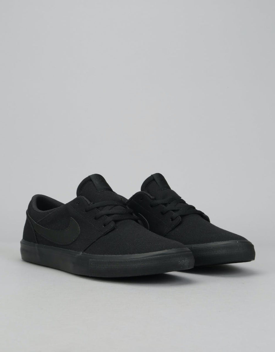 Nike SB Solarsoft Portmore II Skate Shoes - Black/Black – Route One