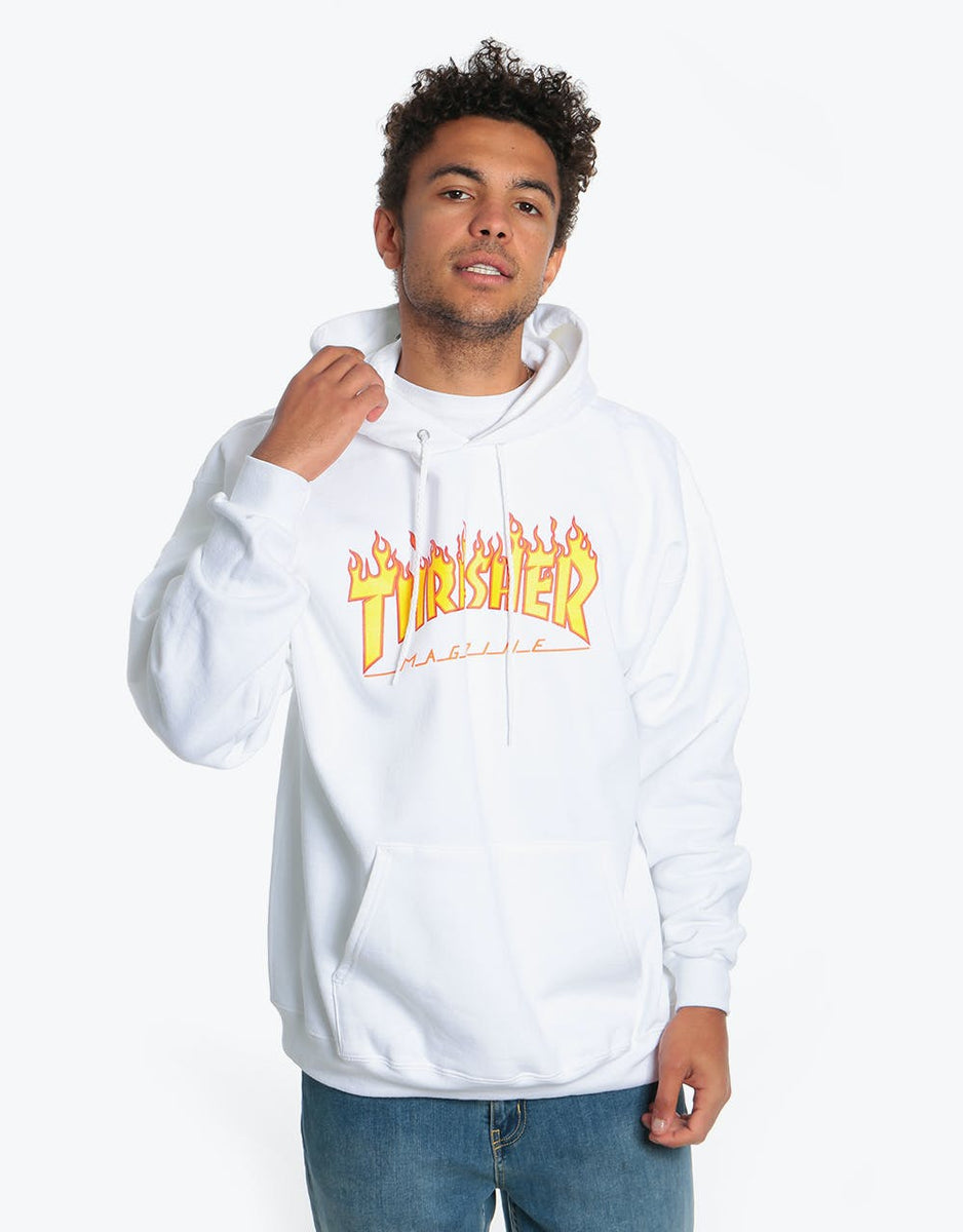 Thrasher Flame Logo Pullover Hoodie - White – Route One