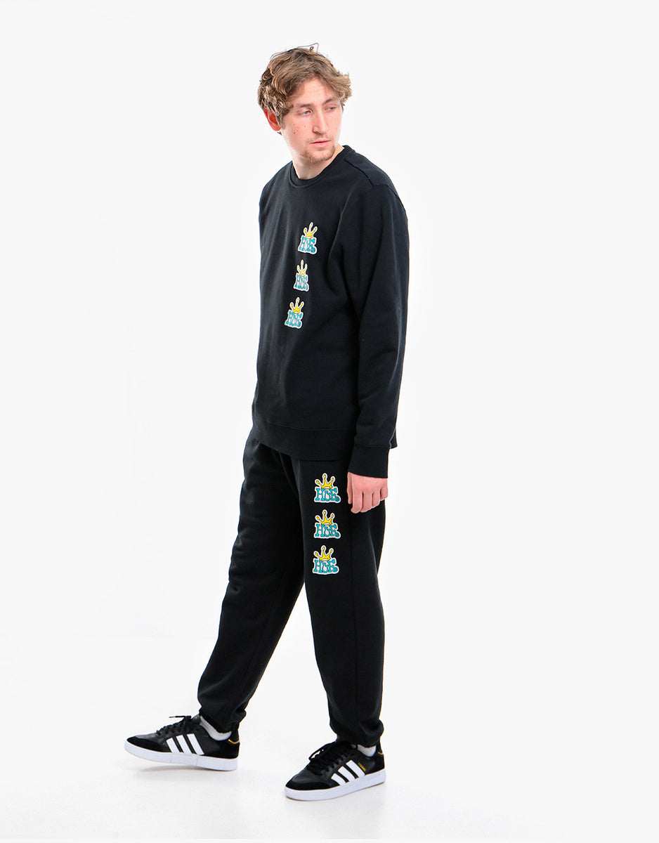 HUF Crown Stack Crewneck - Black – Route One