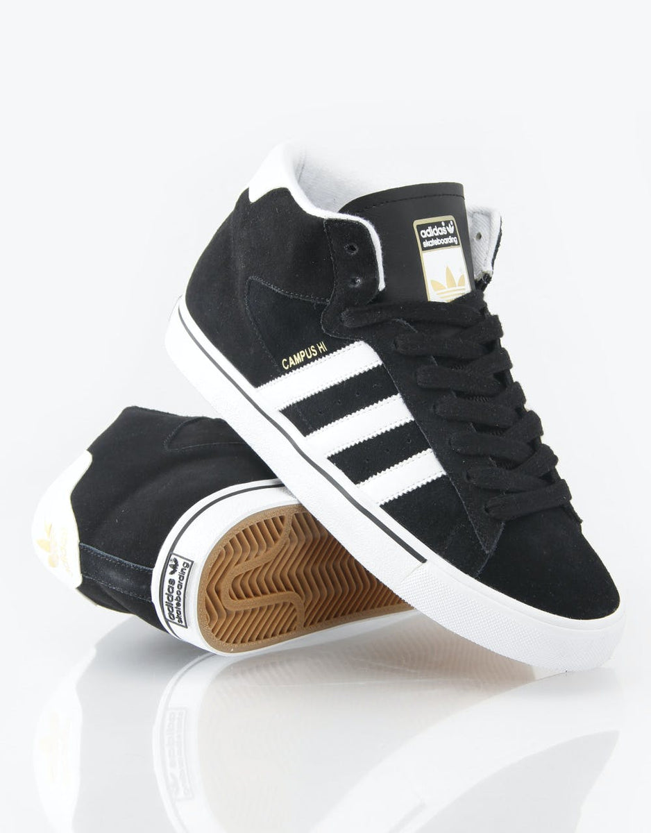 adidas Campus Vulc Mid Skate Shoes - Black/White/Gold – Route One