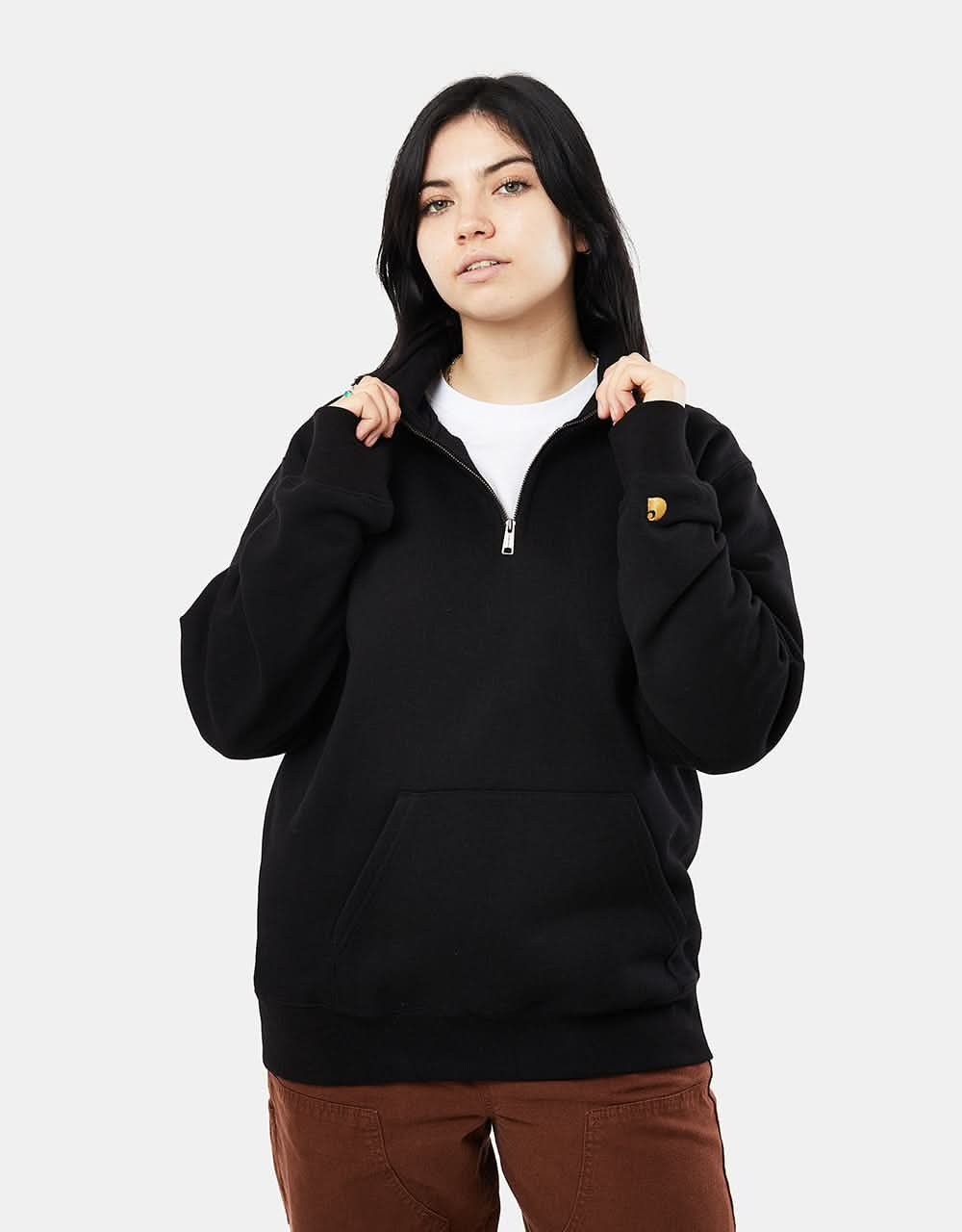 Carhartt WIP Chase Neck Zip Sweatshirt - Black/Gold – Route One