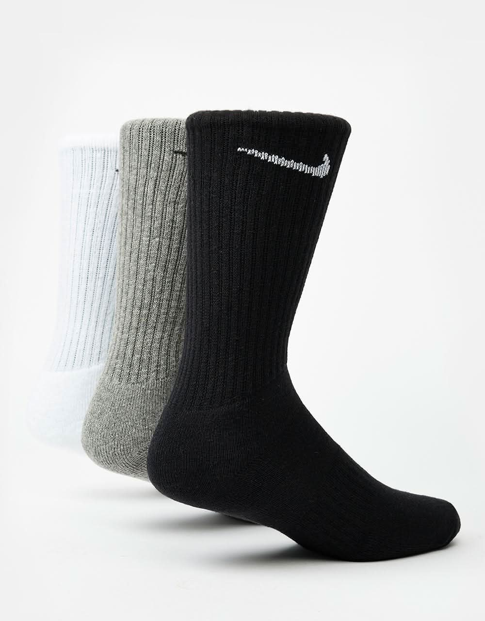 Nike Everyday Cushioned 3 Pack Socks - Black/White/Grey