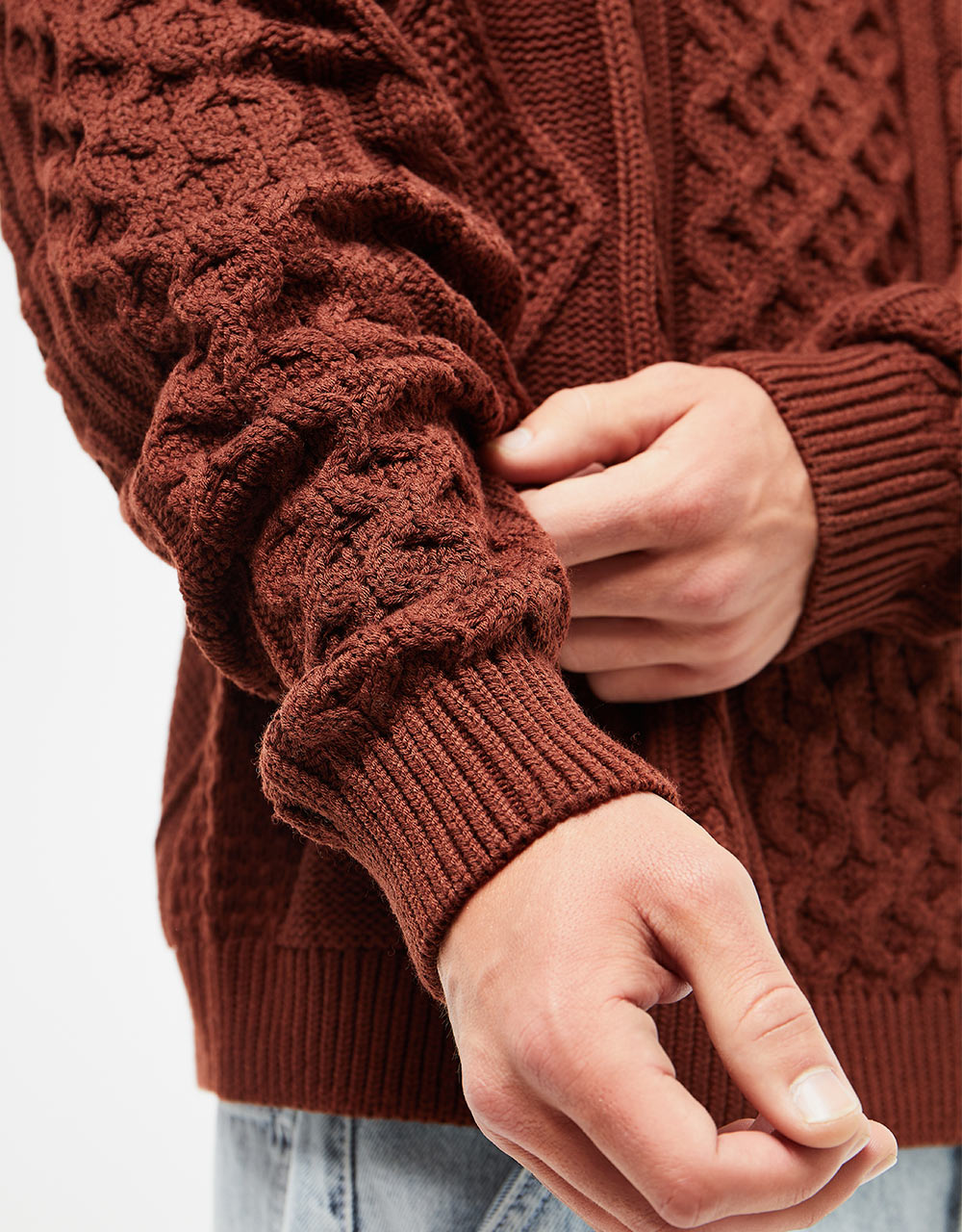 Nike Cable Knit Sweater - Oxen Brown – Route One