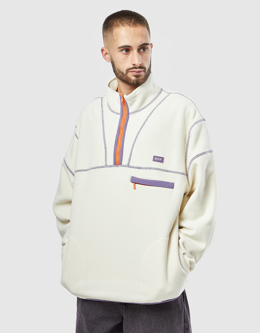 White fleece hot sale quarter zip