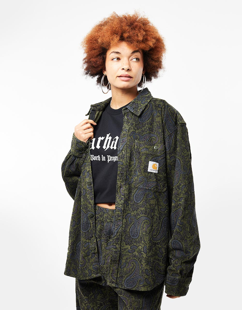 Carhartt WIP Flint L/S Shirt - Paisley Print/Plant (Rinsed