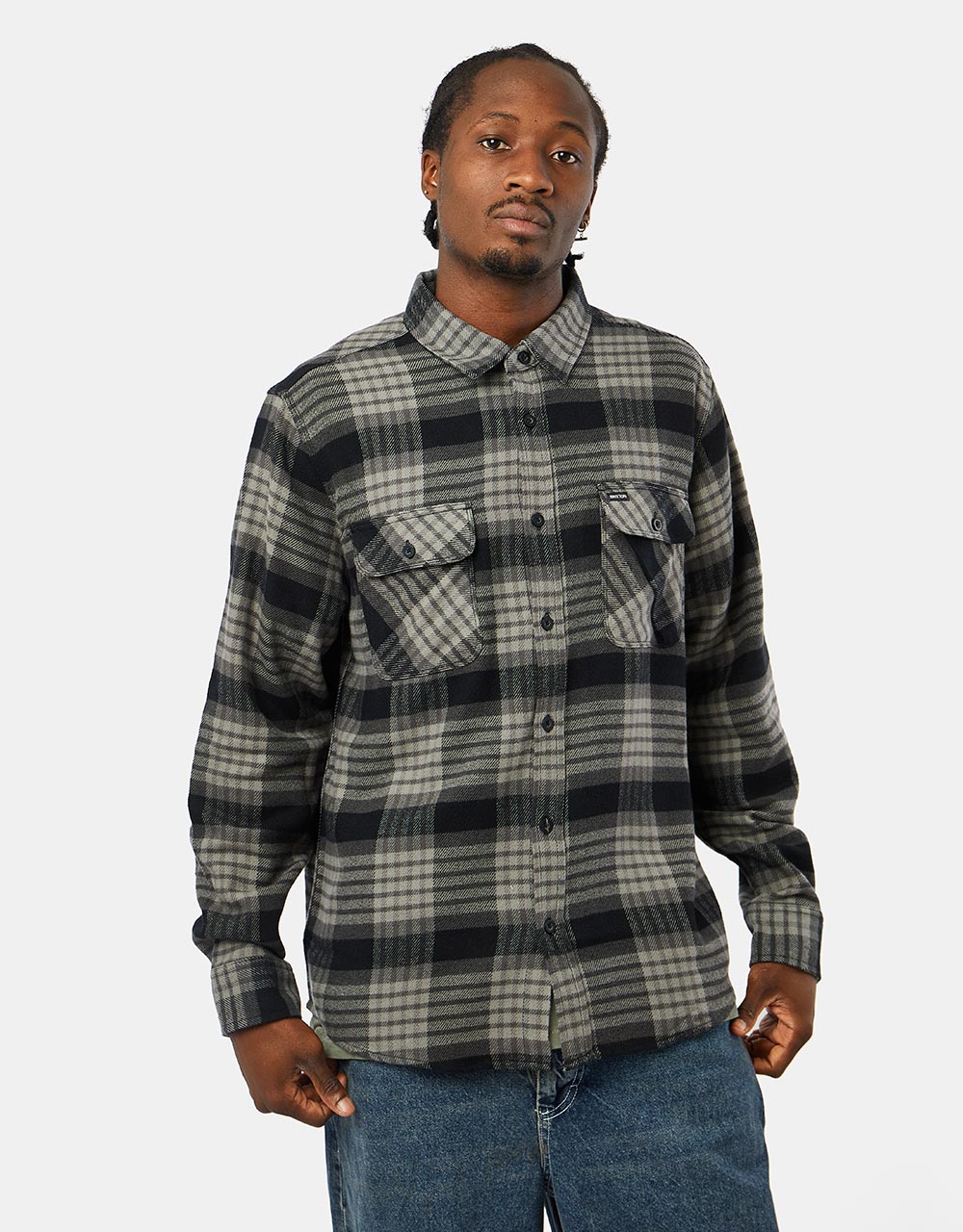 Brixton Bowery L/S Flannel Shirt - Black/Light Grey/Charcoal – Route One
