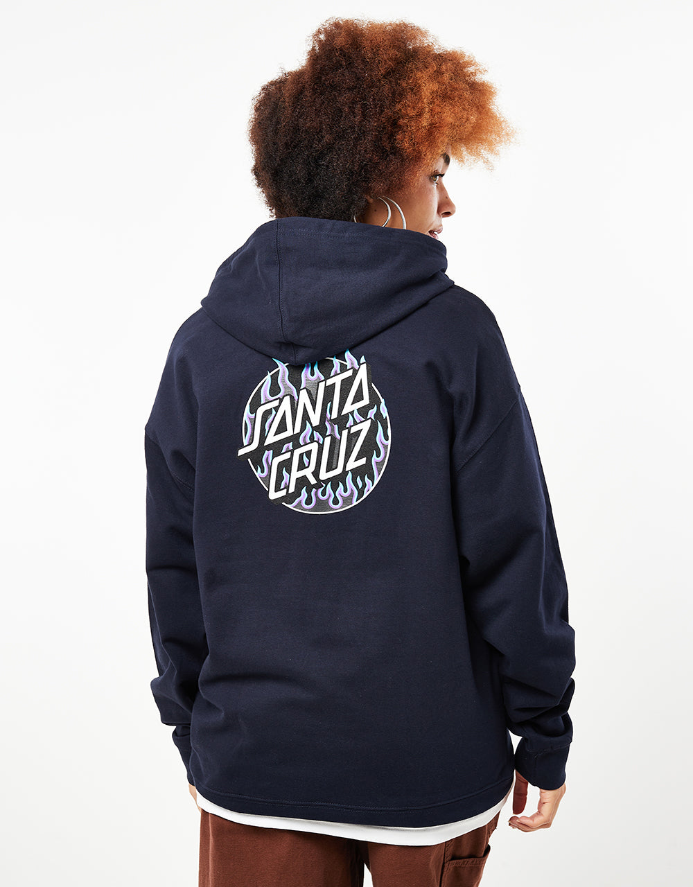 Santa Cruz x Thrasher Womens Flame Dot Pullover Hoodie Navy Route One