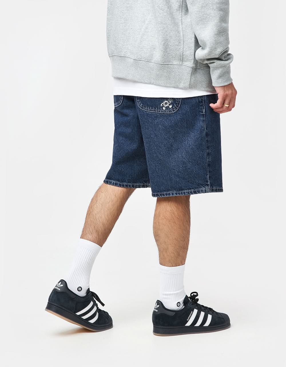 Route One Super Baggy OG Denim Shorts - Dark Wash