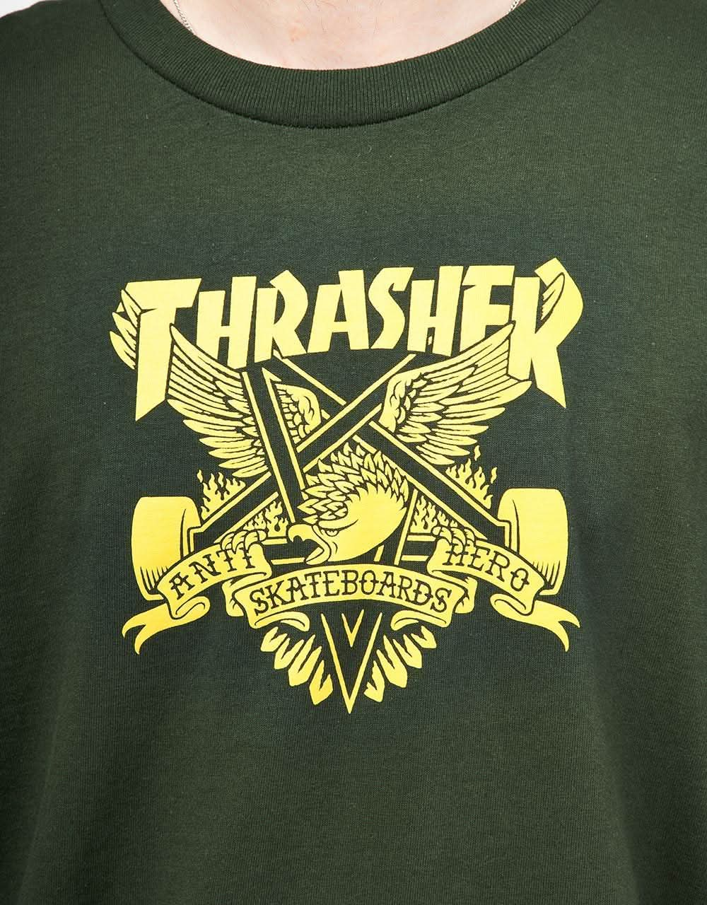 Thrasher x Anti Hero Eaglegram T Shirt Forest Green Route One