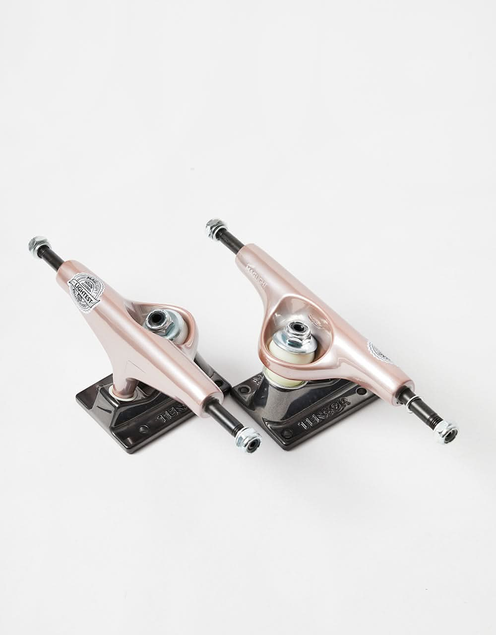 Tensor Mag Light Glossy 5.25 Skateboard Trucks - Rose Gold/Gunmetal