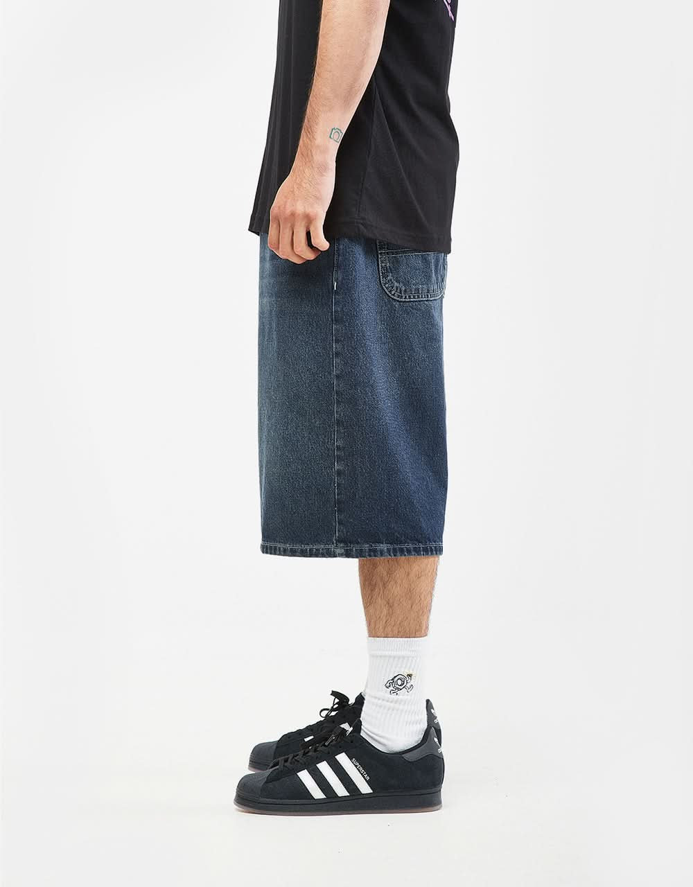 Route One Super Baggy XL Denim Bermuda Shorts - Dark Wash