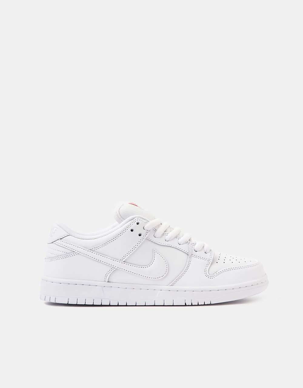 Nike white shoes with black logo hotsell