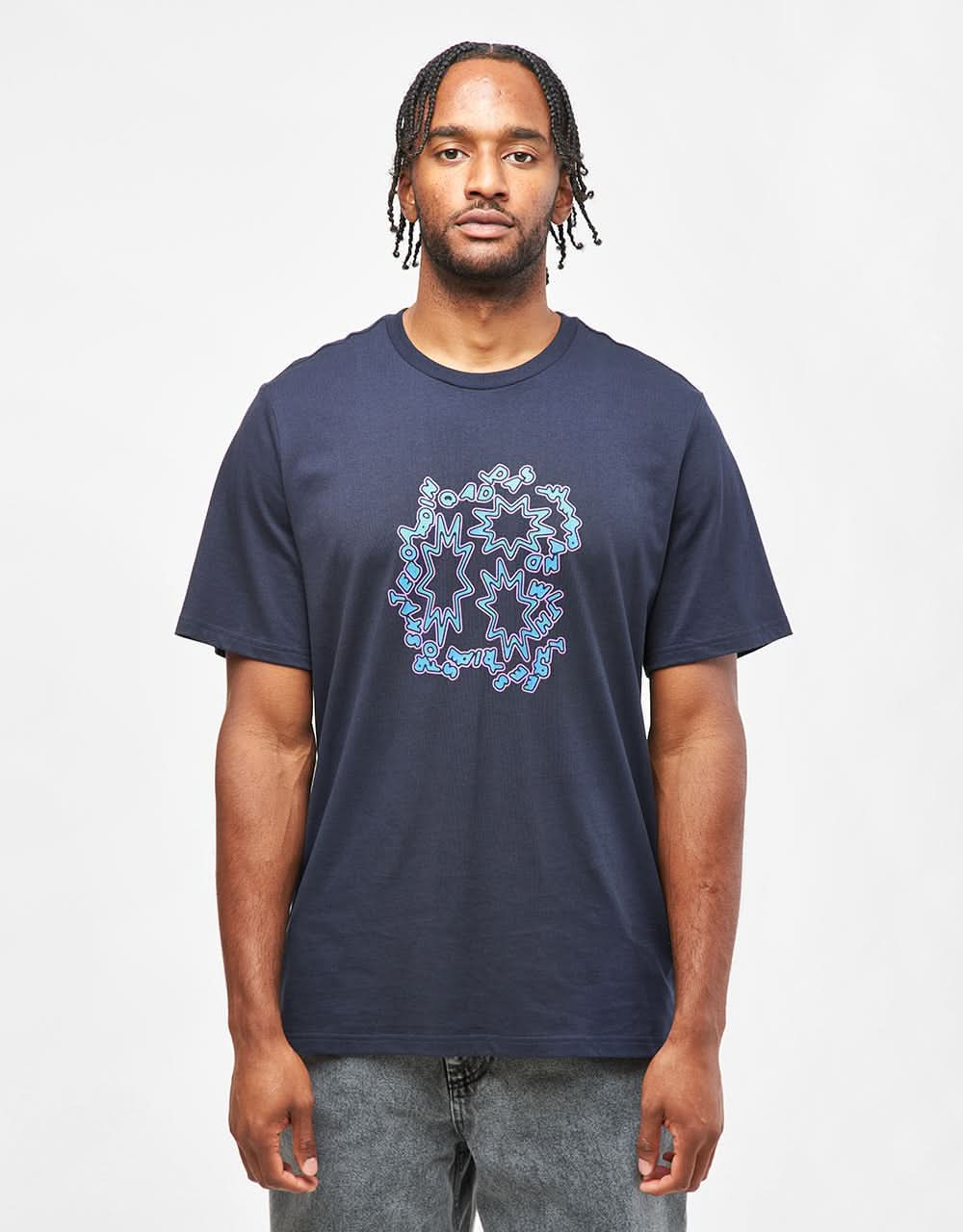 Adidas 3 Star T-Shirt - Legend Ink/Bluebird/Purple Burst