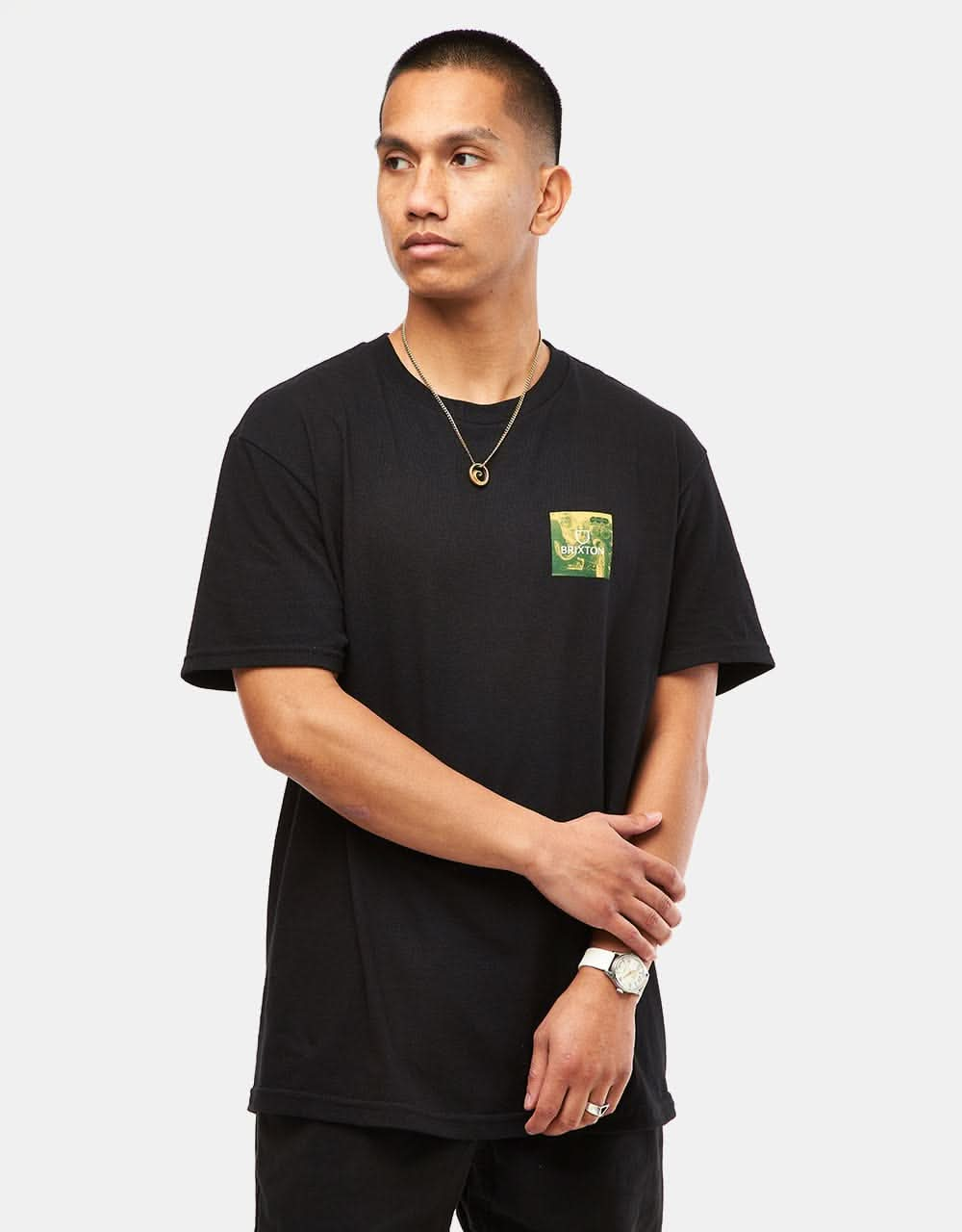 Brixton Alpha Square T-Shirt - Black/Cypress Green/Sunset Yellow