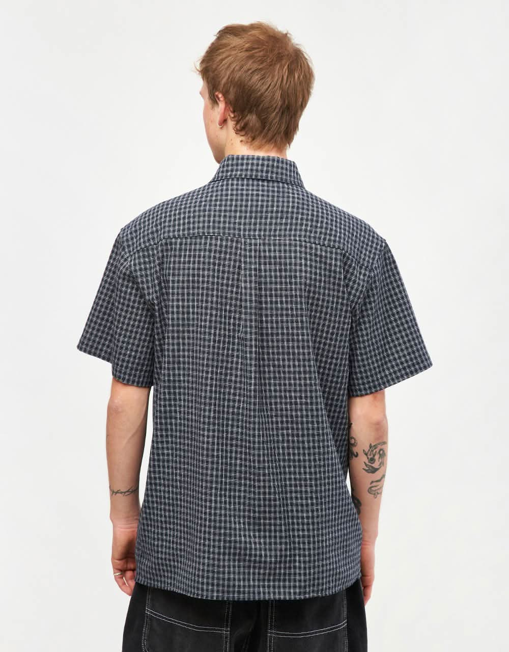 Pass Port Workers Check S/S Shirt - Navy