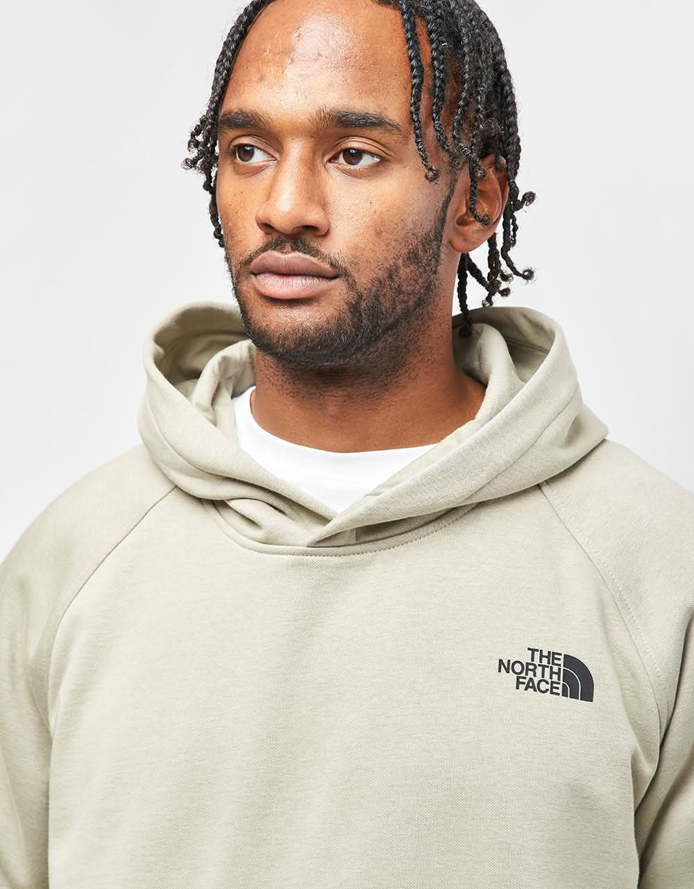 The North Face Raglan Redbox Pullover Hoodie - Clay Grey/TNF Black 3D