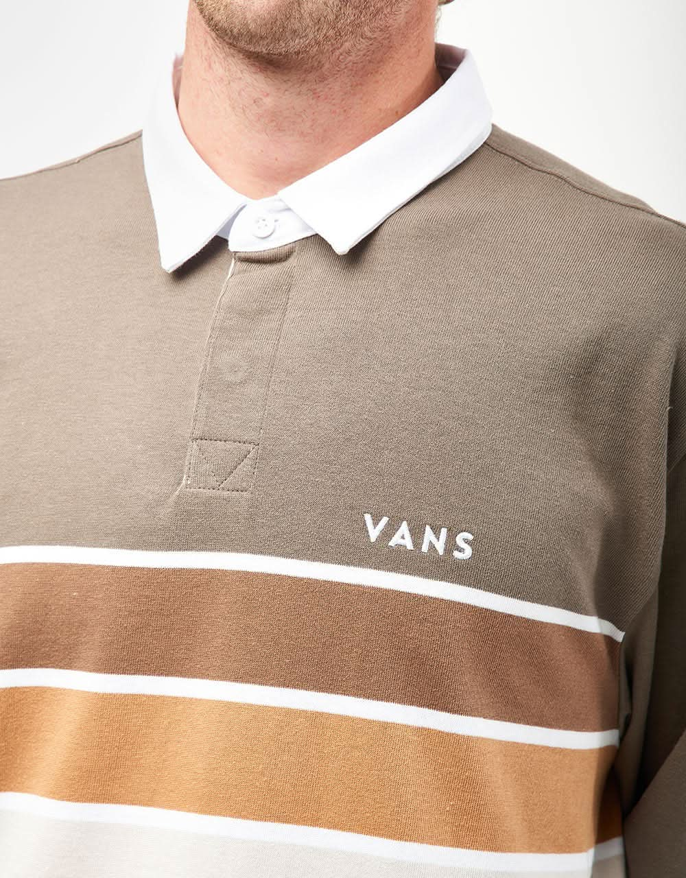 Vans Harrison L/S Rugby Polo Shirt - Bungee Cord/Oatmeal