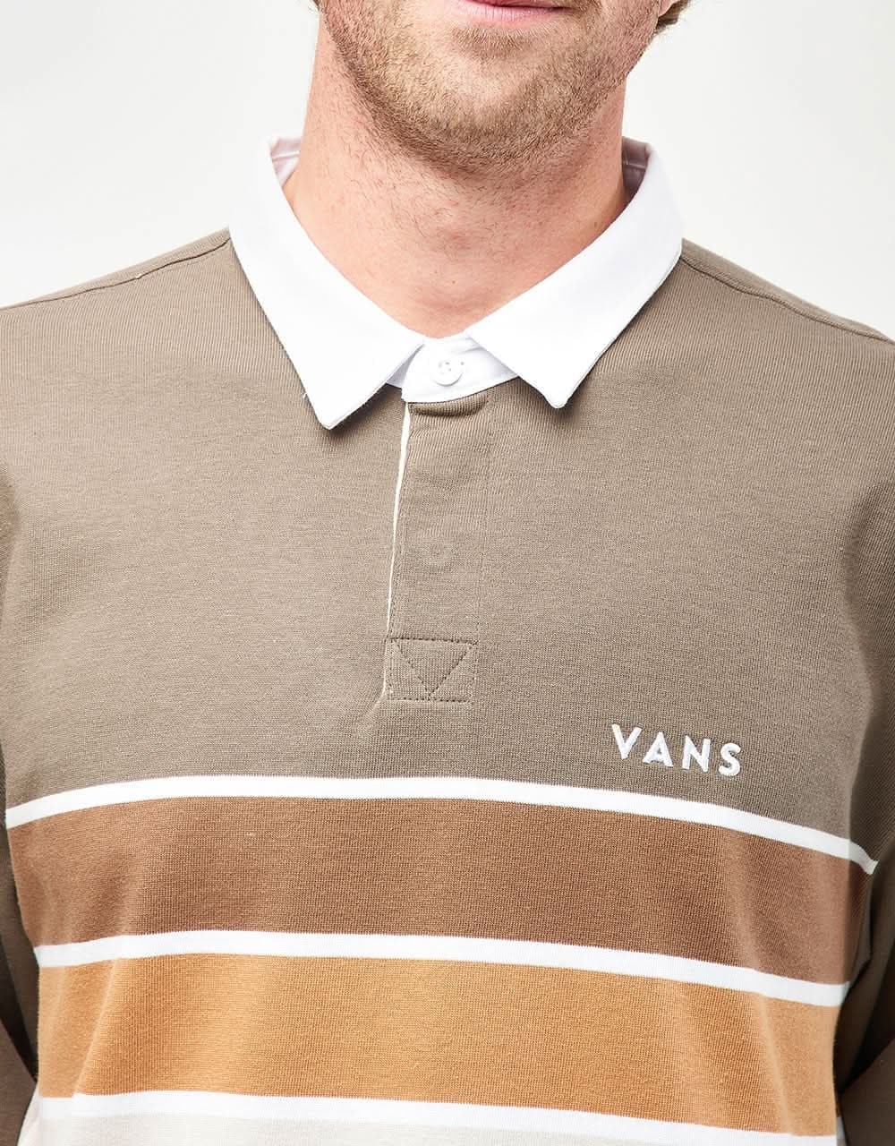 Vans Harrison L/S Rugby Polo Shirt - Bungee Cord/Oatmeal