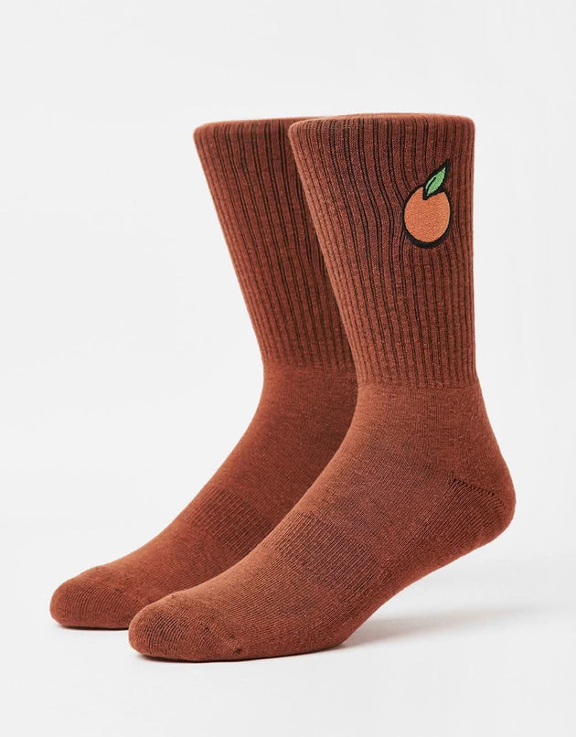 Route One Orange Crew Socks - Brown