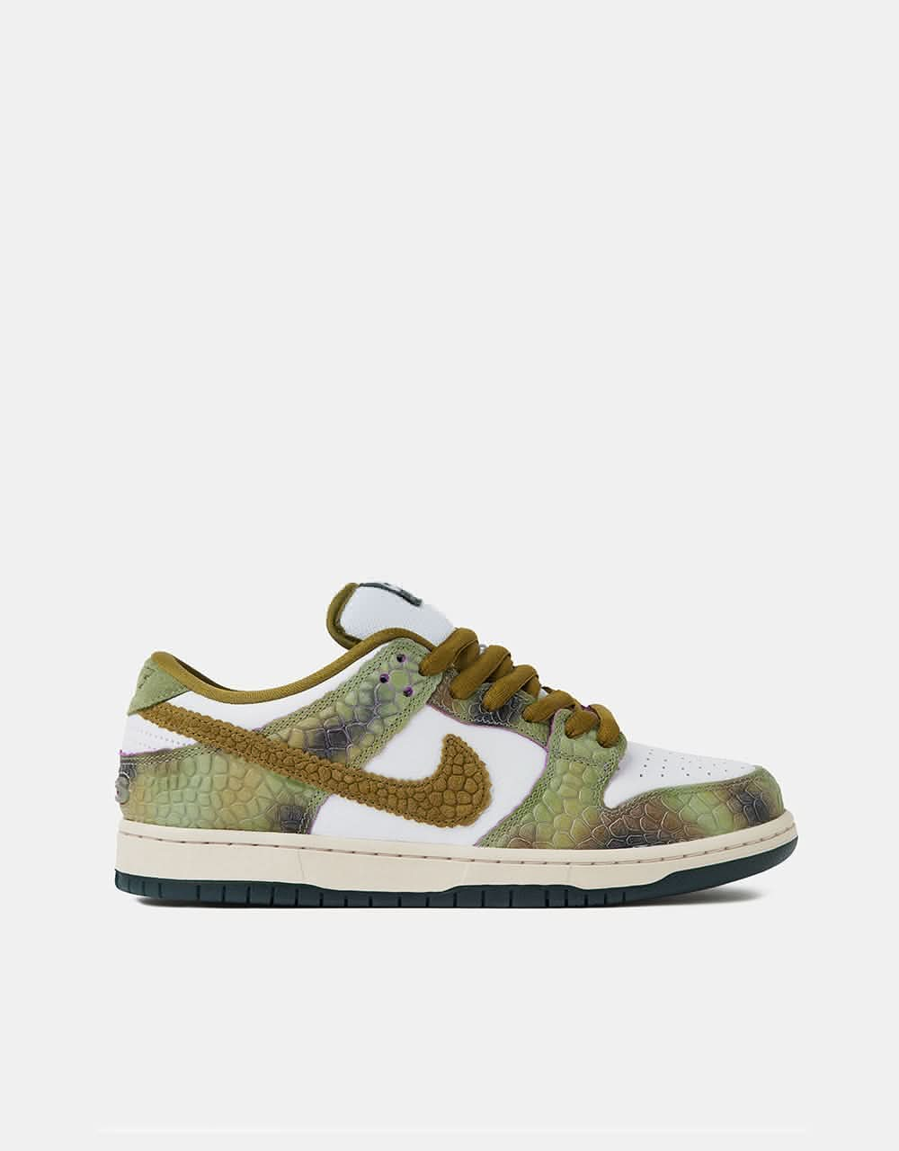 Nike SB Alexis Chameleon Dunk Low Pro QS Skate Shoes Oil Green Des Route One