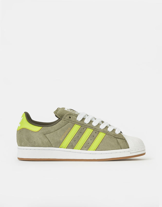 adidas Superstar ADV Skate Shoes - Olive Strata/Semi Solar Yellow/Gold