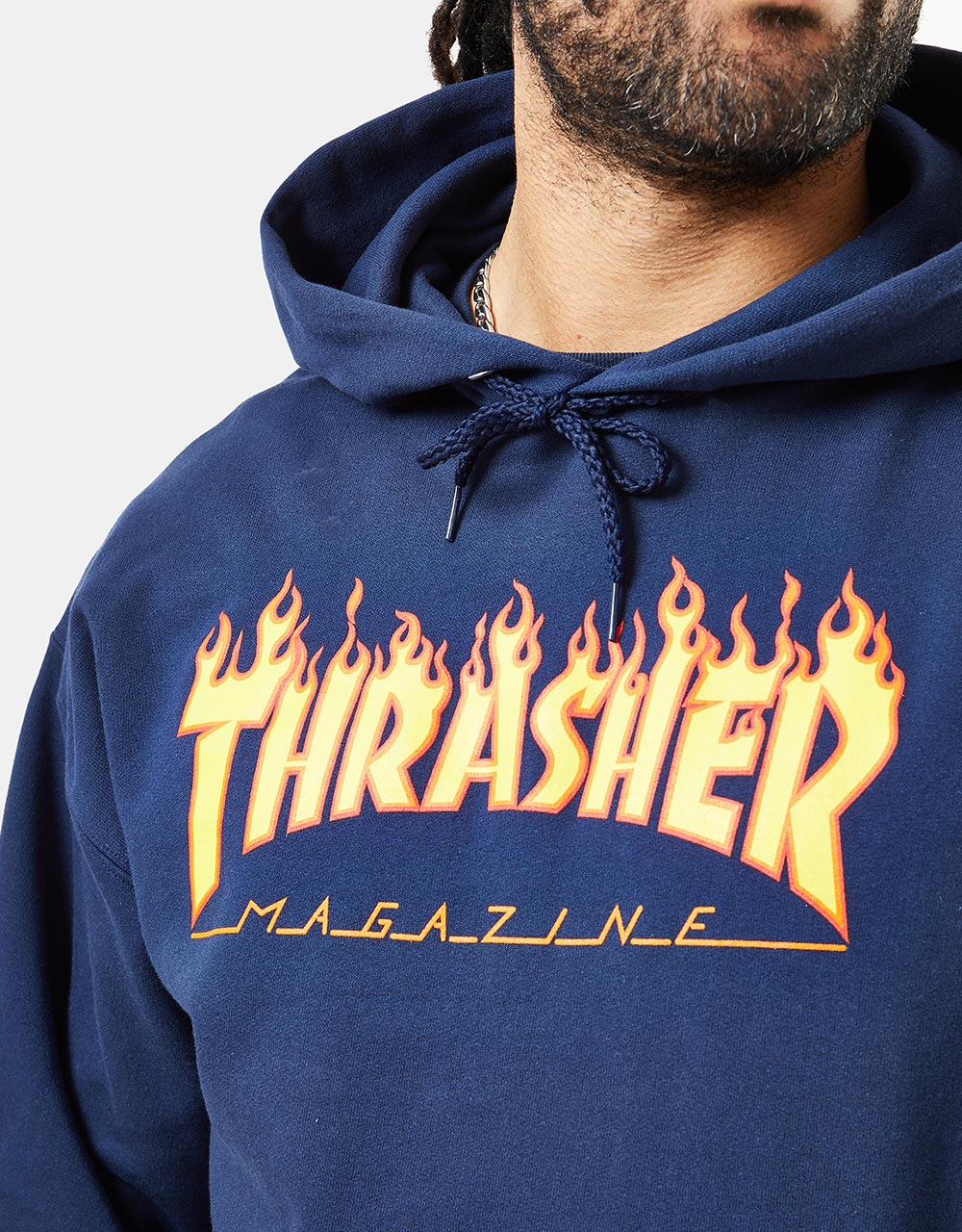 Thrasher Flame Logo Pullover Hoodie - Navy – Route One