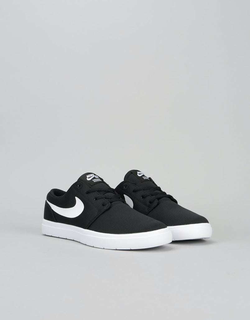 Nike SB Portmore II Ultralight Kids Skate Shoes - Black/White – Route One