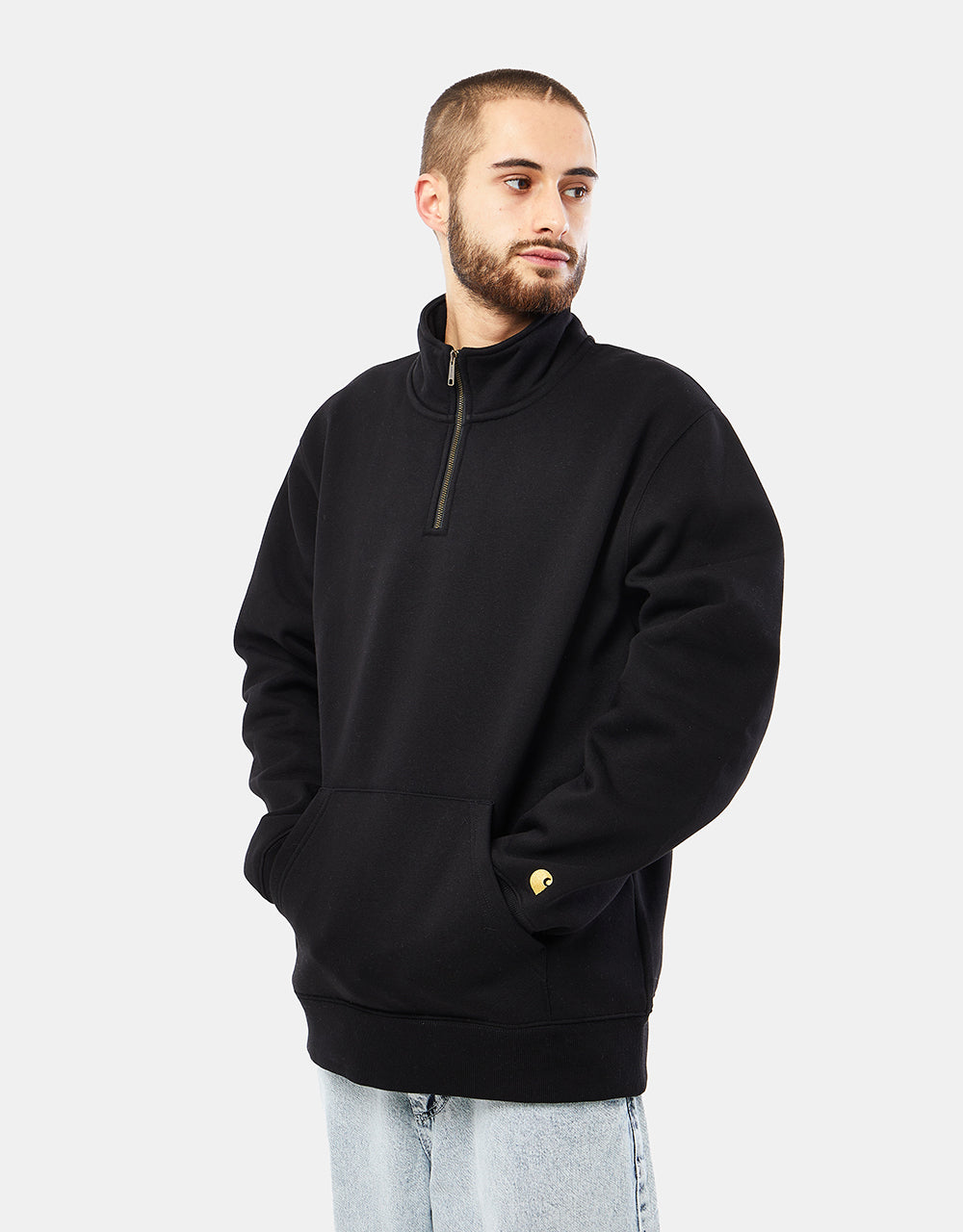 Carhartt WIP Chase Neck Zip Sweatshirt Black Gold Route One