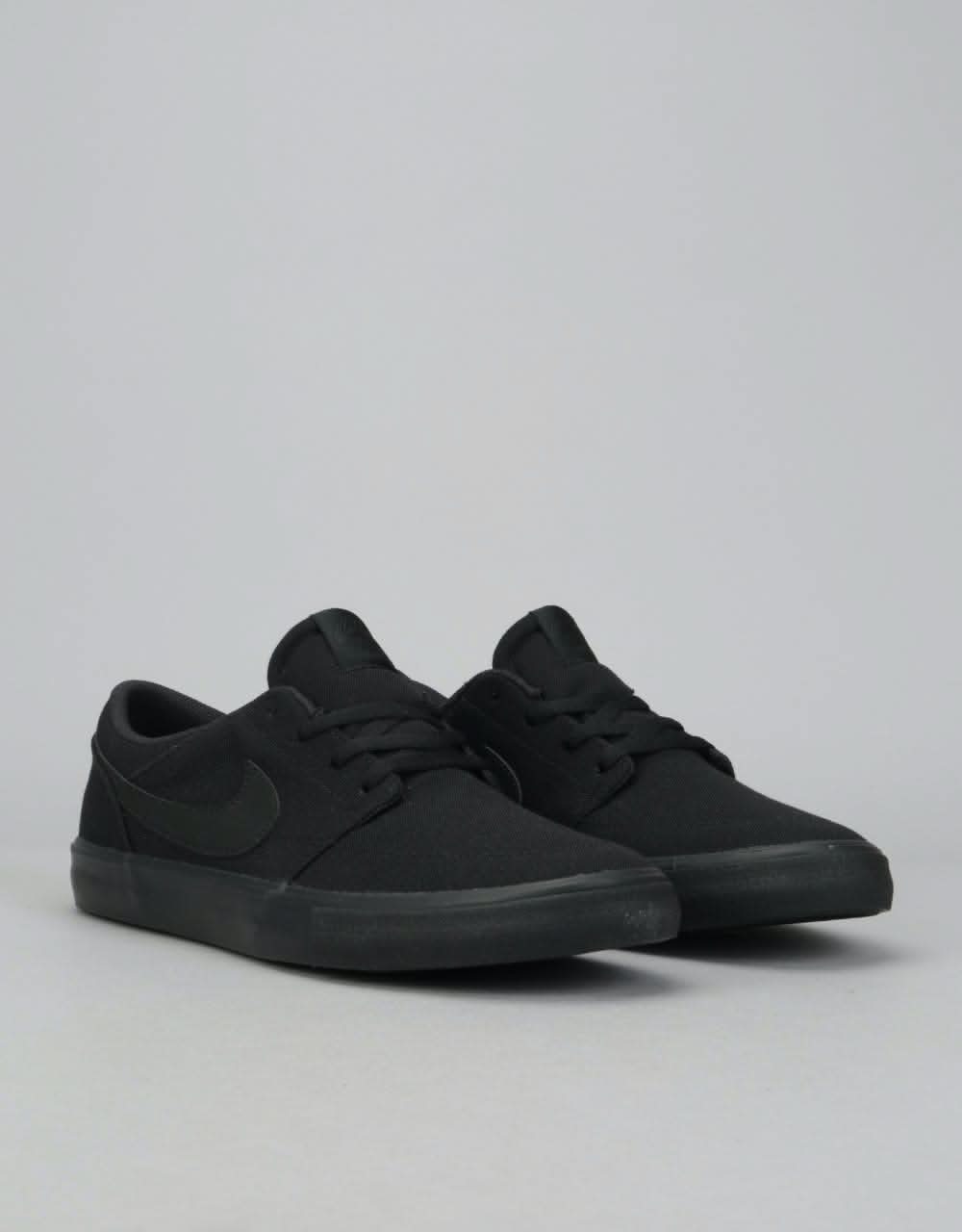 Nike SB Solarsoft Portmore II Skate Shoes Black Black Route One