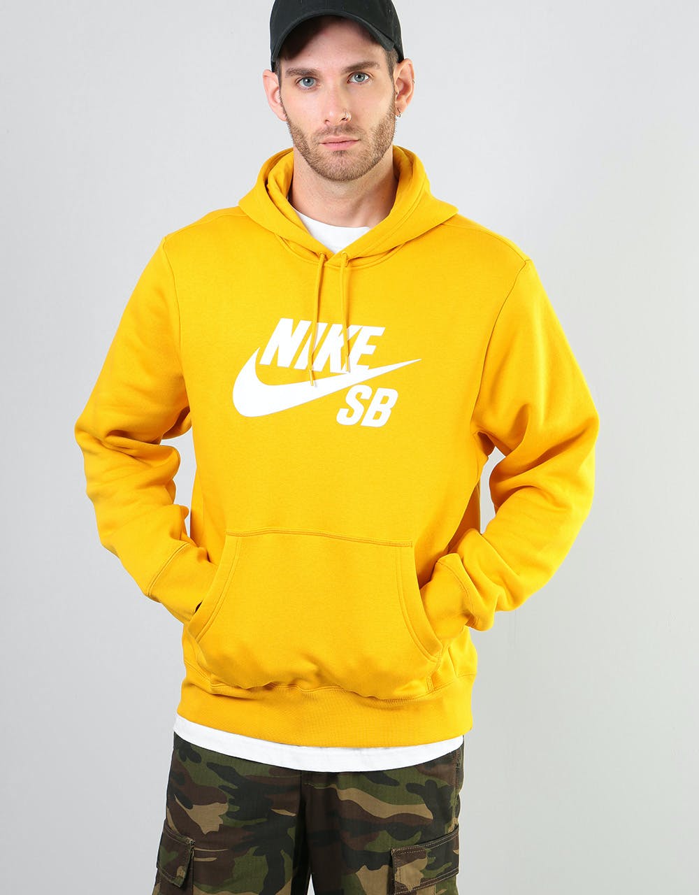 Nike SB Icon Essential Pullover Hoodie - Yellow Ochre/White – Route One