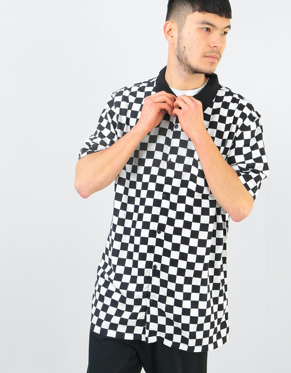 Vans Checker Camp S/S Shirt - White/Black – Route One