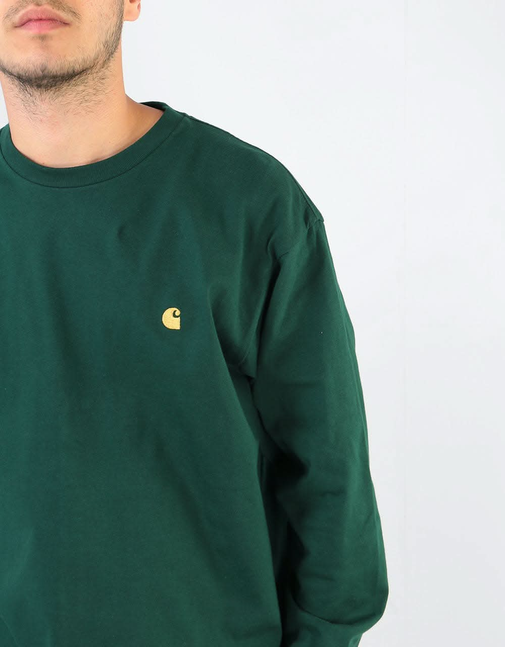 Carhartt WIP L/S Chase T-Shirt - Bottle Green/Gold