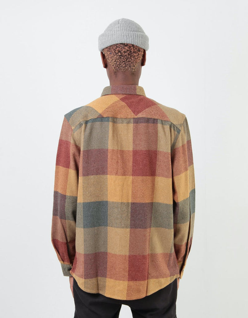 Brixton Bowery Flannel Rust & Copper Plaid Flannel Shirt