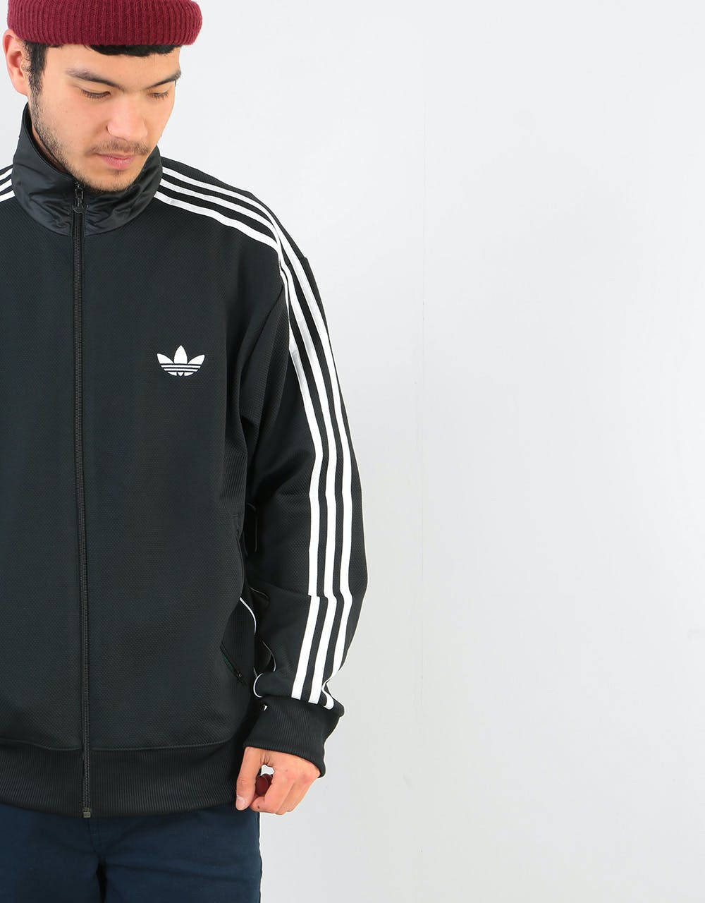 adidas Originals Firebird track top in black & white