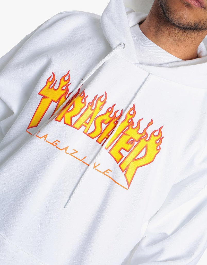 Thrasher Flame Logo Pullover Hoodie - White – Route One