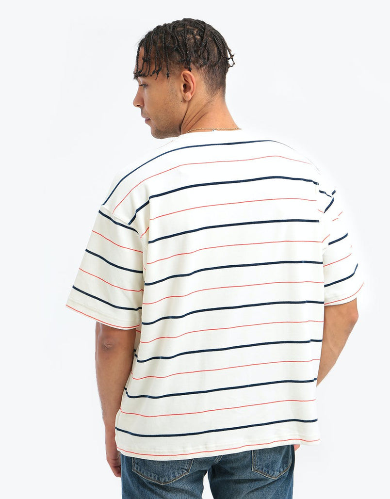 adidas Velour Jersey T-Shirt - Off White/Collegiate Navy/Scarlet – Route One