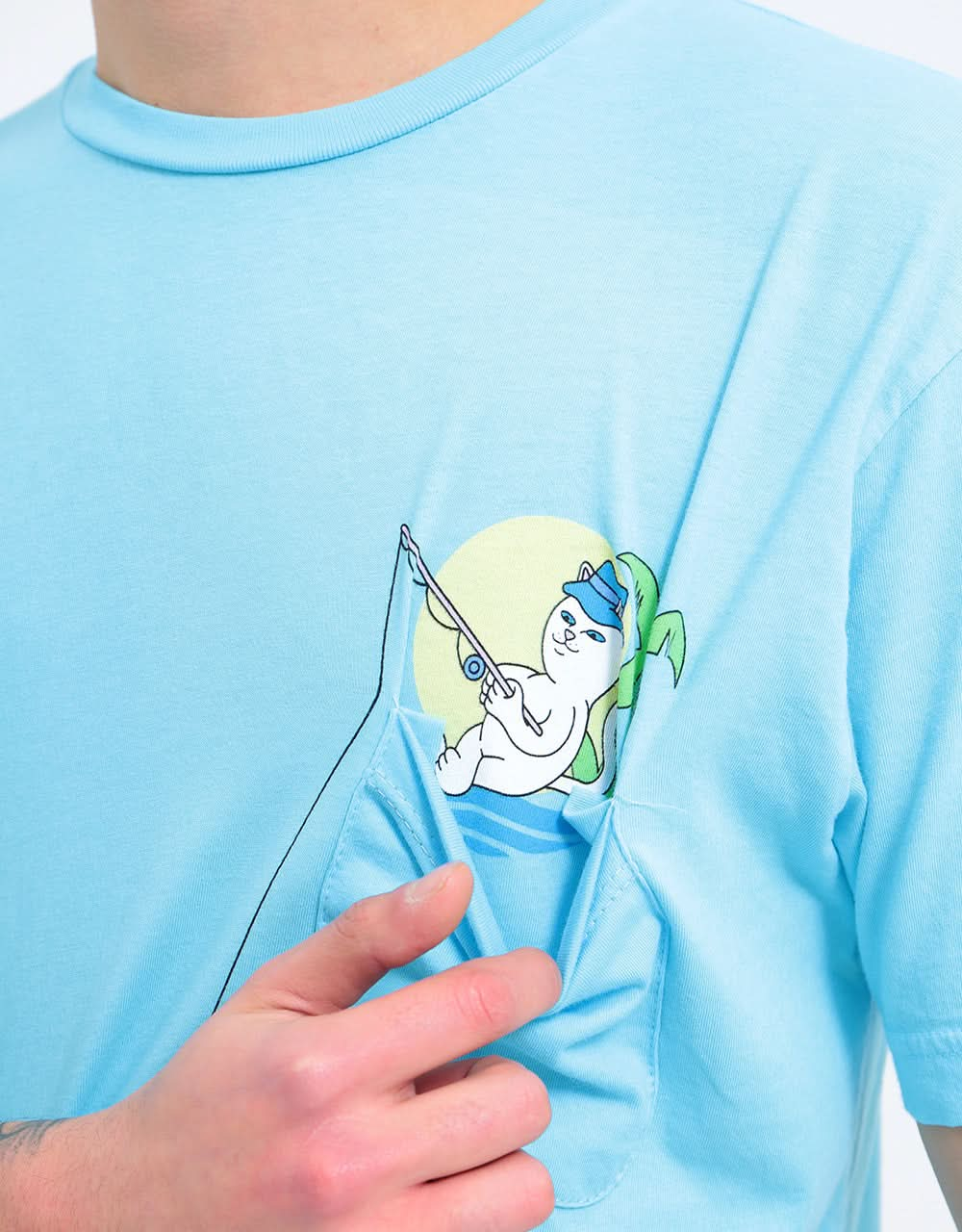 RIPNDIP Foreign Fish Pocket T-Shirt - Light Blue