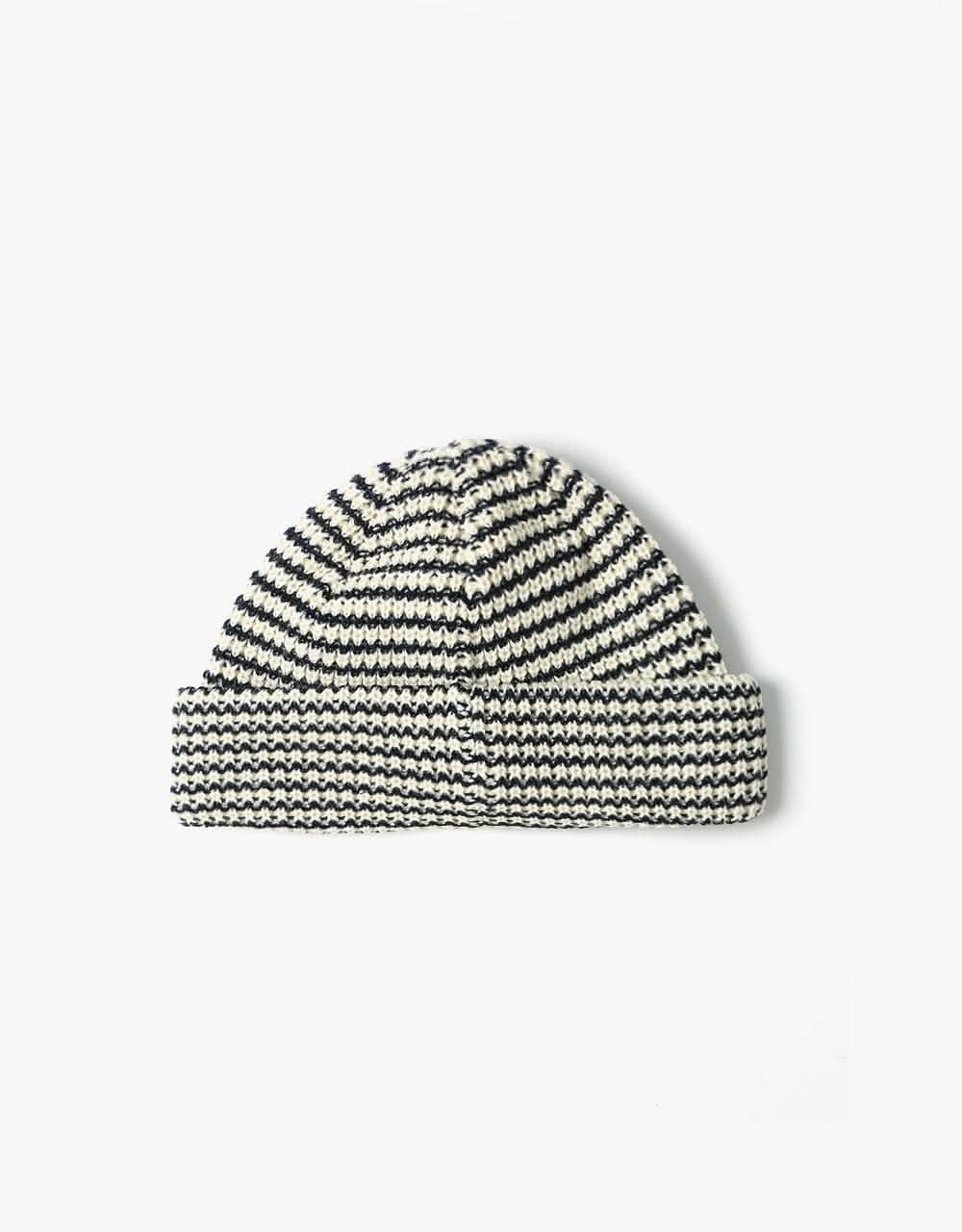 Magenta Striped Low Beanie - Black/White