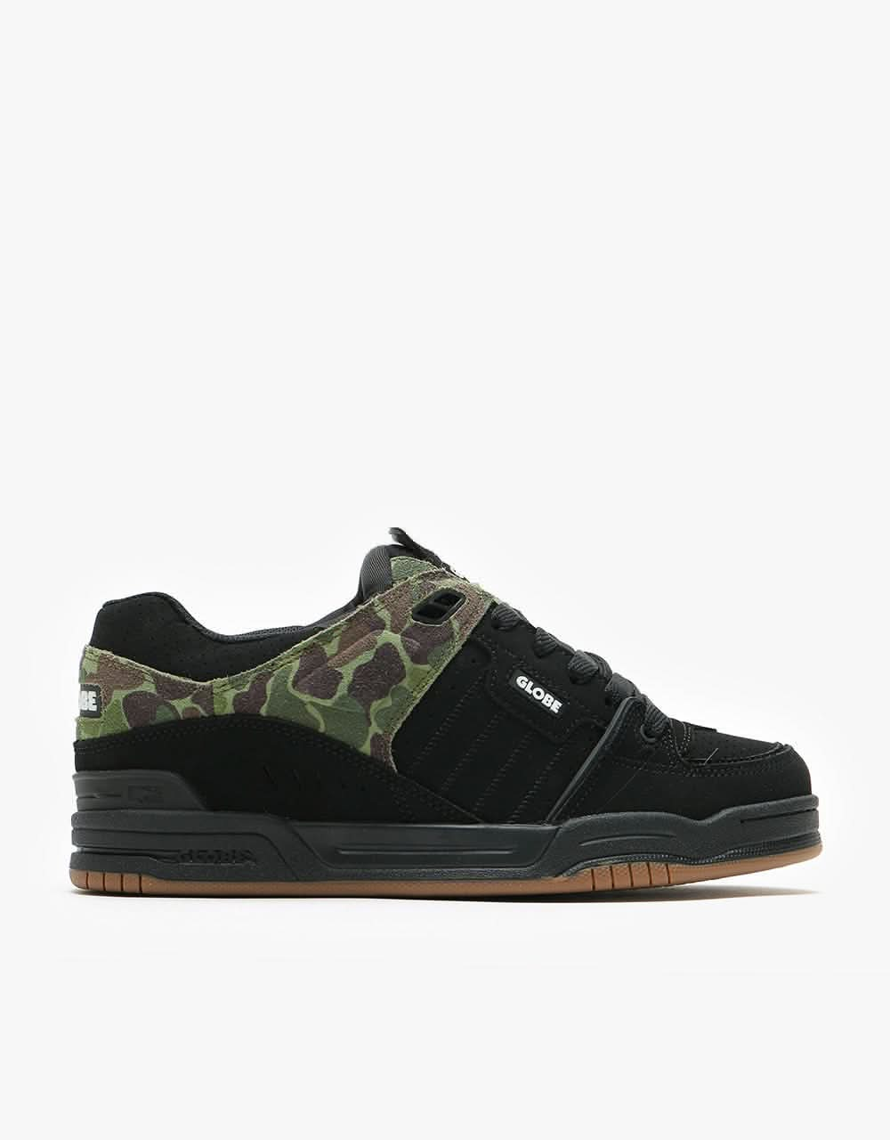 Globe Fusion Skate Shoes Black Green Camo Route One