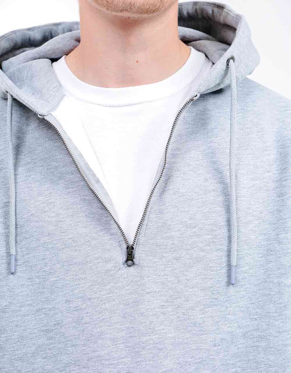 Route One Primary 1/4 Zip Hoodie - Heather Grey