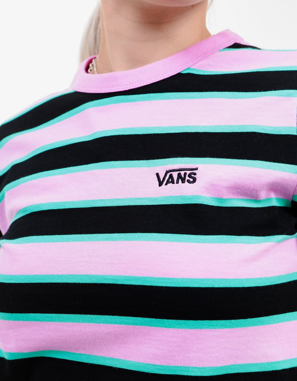 Pink vans outlet with black stripe