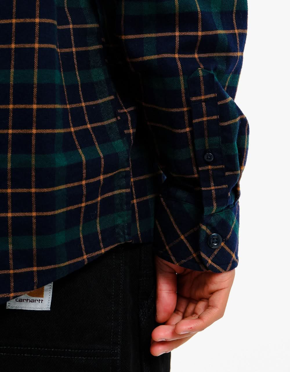 Carhartt WIP L/S Baxter Shirt - Baxter Check: Dark Navy/Grove