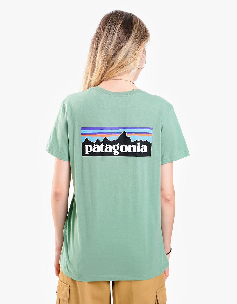 Patagonia Womens P 6 Logo Organic Crew T Shirt Sedge Green