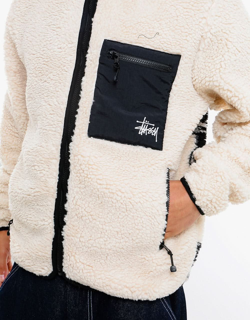 Stussy tribe sale sherpa jacket cream