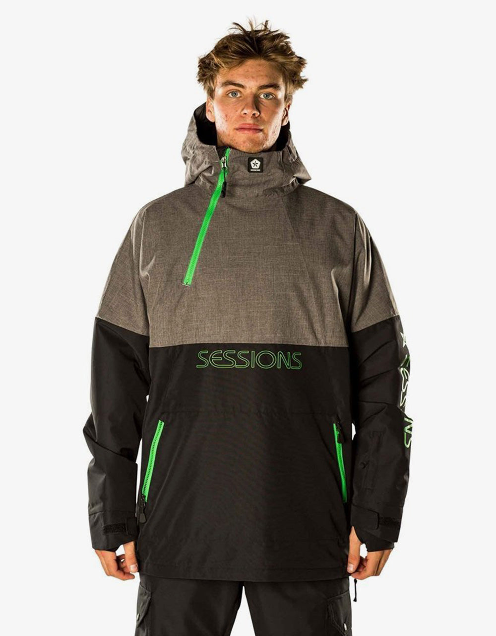 Sessions Central Anorak Pullover Snowboard Jacket - Black – Route One