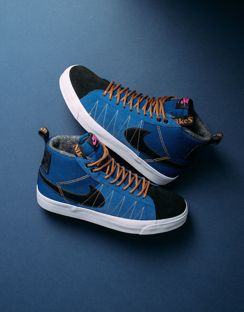 Nike SB Zoom Blazer Mid Premium Skate Shoes - Marina/Black-Pecan-Deser –  Route One
