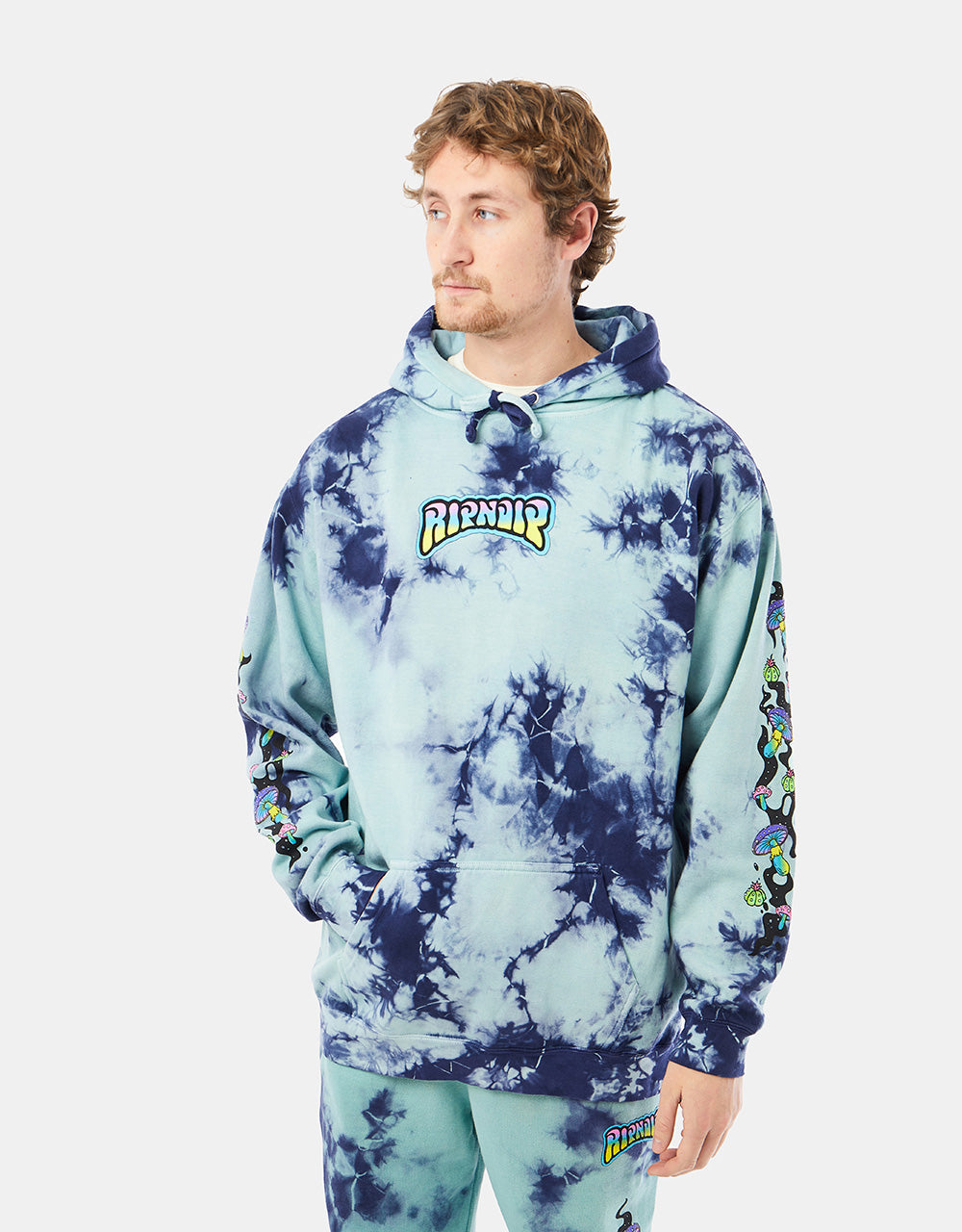 RIPNDIP Psychedelic Garden Pullover Hoodie - Navy Lightning Wash – Route One