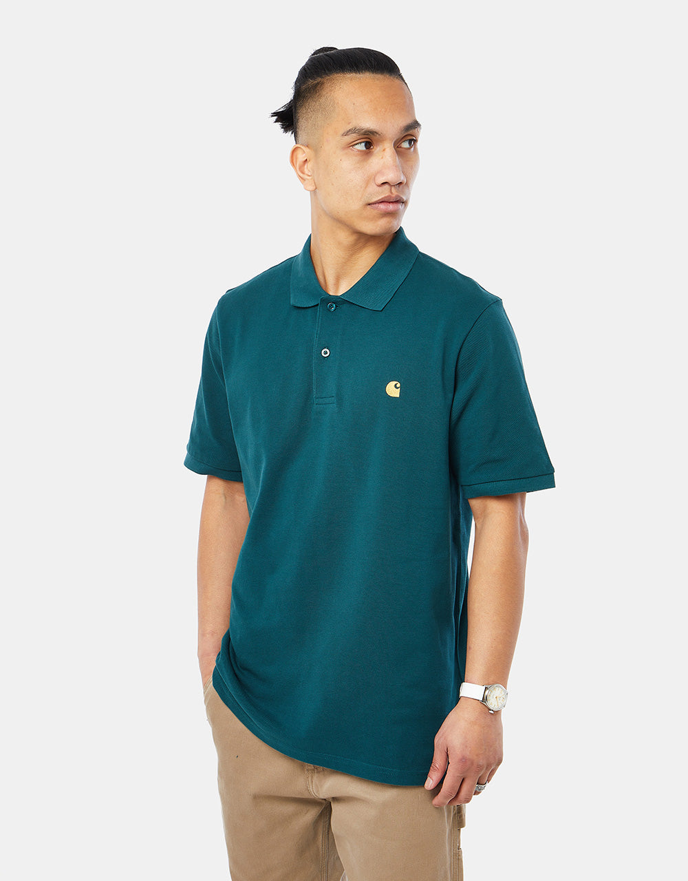 Carhartt WIP S/S Chase Pique Polo - Botanic/Gold – Route One